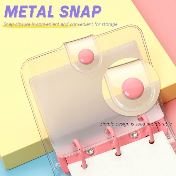Transparent notesbog, ringbind, 2 sæt mini ringbind 3 ring
