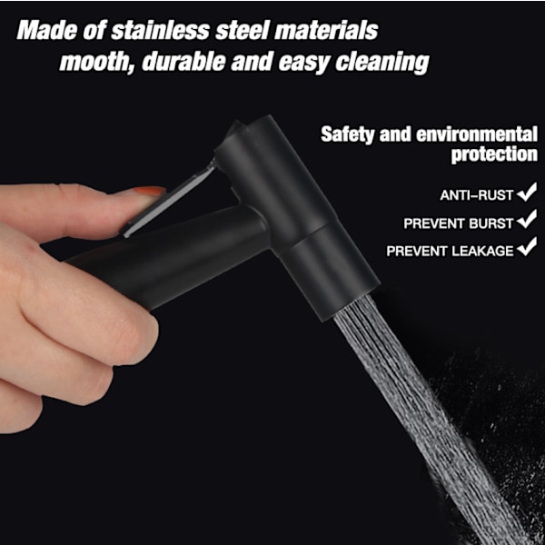 Toiletspray Bidet Spray 150 cm, Sort