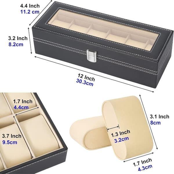 Urkasse for 6 klokker Display/Etui/Oppbevaringsboks (Svart)