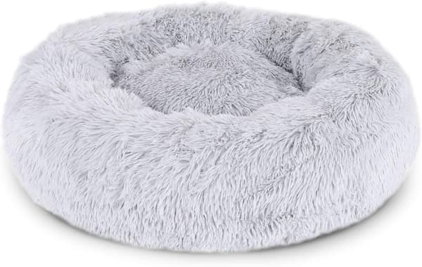 Rund hundkorg kattkudde donutkorg, (S) 40 cm Ø ljusgrå