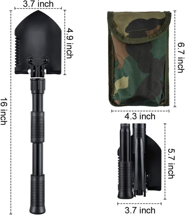 Mini sammenklappelig spade 40cm, multifunktionel havespade kulstof
