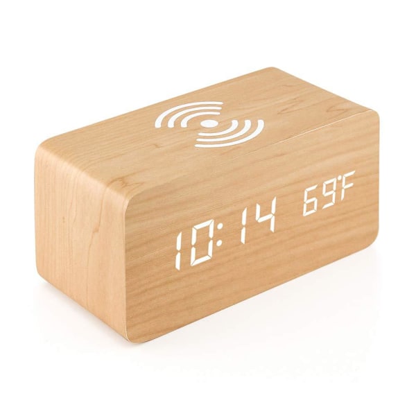 Digital termometer väckarklocka i trä Digital väckarklocka LED Di