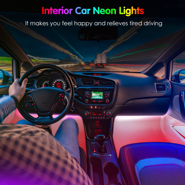 Bilens inre belysning Biltillbehör Bil LED-lampor App-kontroll med fjärrkontroll Musiksynkronisering RGB Färgförändring Under instrumentpanel Bilbelysning med 12V 2A Billaddare LED för bil USB-laddning (RGB)