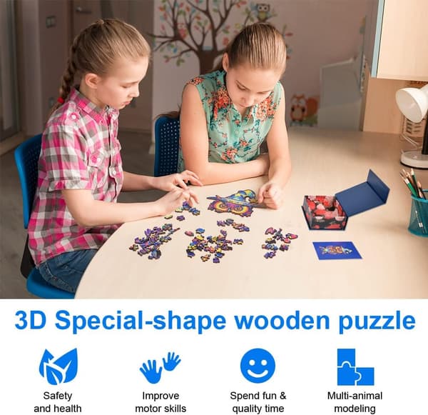 Træpuslespil Dyr (Løve), 3D Træpuslespil Brikker, Puslespil