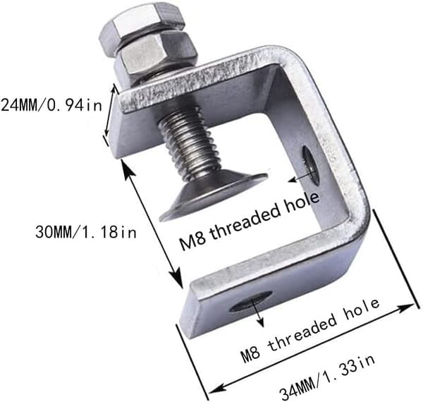 4 stk. 304 rustfrie stålklemmer 30mm U-formet C-formet skrustikke W