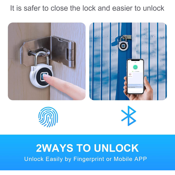 Fingerprint Padlock, Combination Padlock, Fingerprint and APP Unl