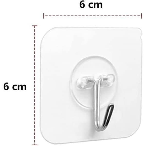 Itsekiinnittyvät koukut - 6 läpinäkyvää itsekiinnittyvää koukkua 5 kg (max