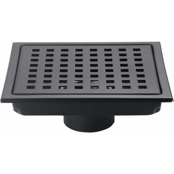 6 Inch Square Shower Floor Drain, Matte Black, Grate with Removab