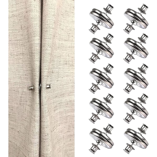 10 Pairs Curtain Magnets with Pins, 17MM*Round*Silver Curtain Wei