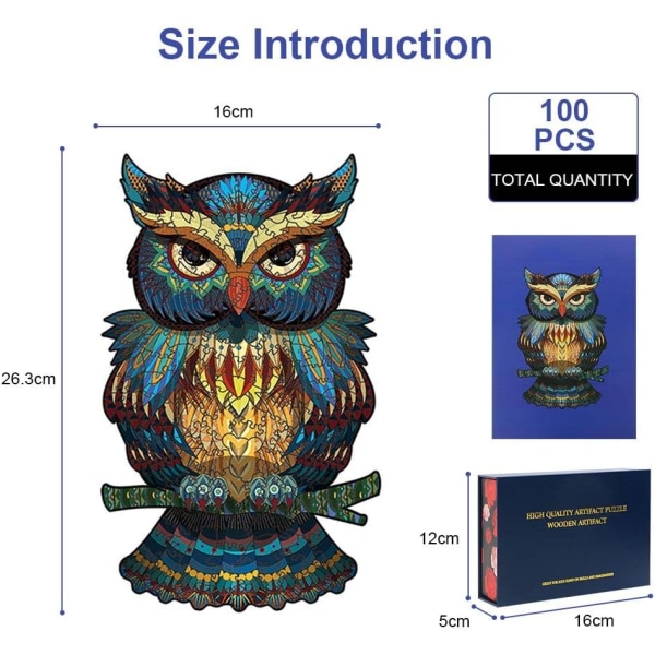 Wooden Puzzle Animals (Owl), 3D Wooden Puzzle Pieces, Puzzl