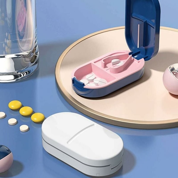 2-pack tablettdelare, 2-i-1 pillerdelare, bärbar tablettdelare,
