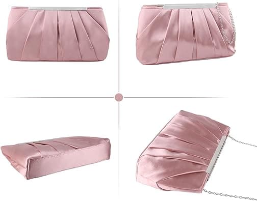Rosé Satin Aftenpose til Kvinder Elegant Plisseret Satin Aften Pu