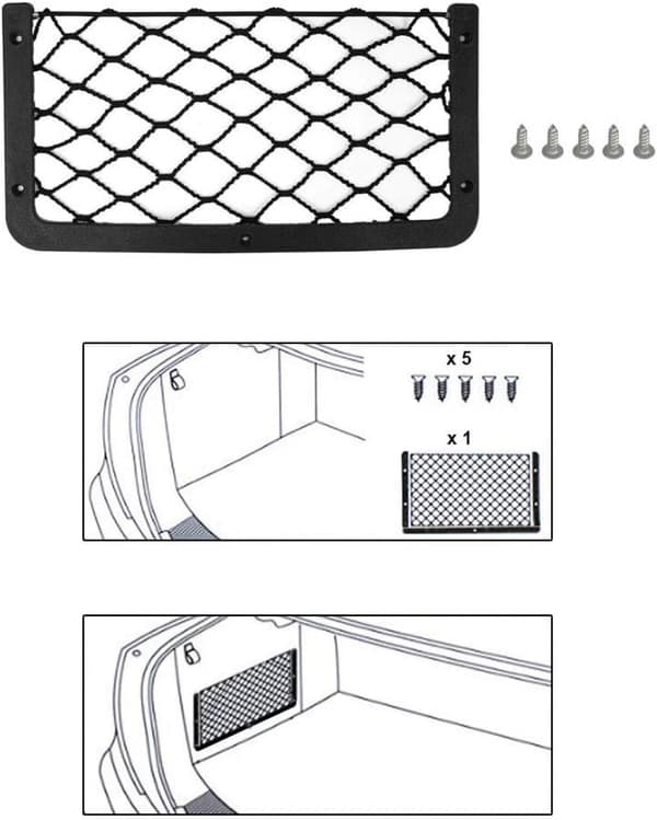 3 st Bilförvaringsnätpåse 36x18cm Hög elasticitet Mesh Nät Bagage
