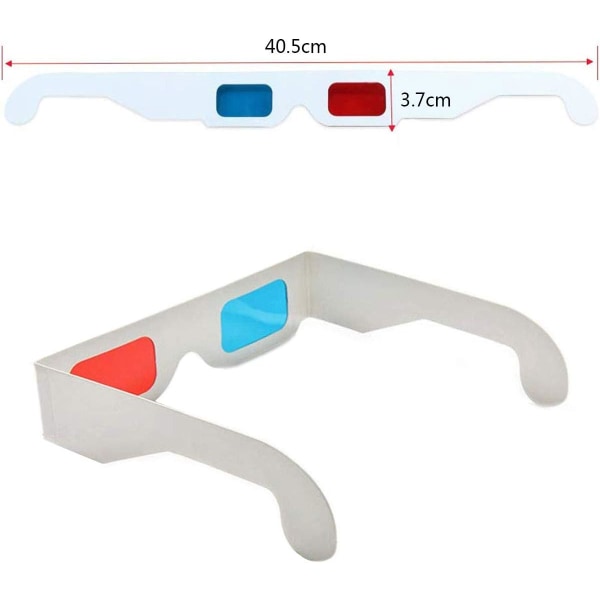 10 par röda och blå 3D-glasögon i papper för filmdekoration