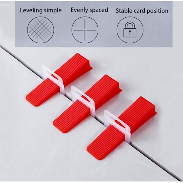 Flis Nivelleringssystem 1,5mm Fugebredde, 400 Trekkflik, 100 Stykker