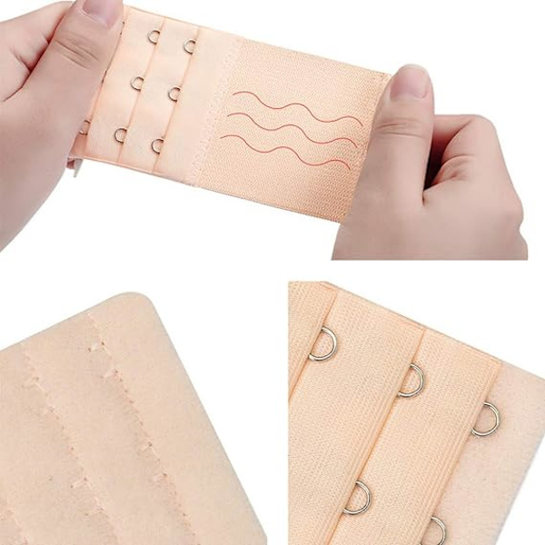 6-pack elastiska bh-förlängare med 2/3-hake för kvinnor (vit, svart, beige)