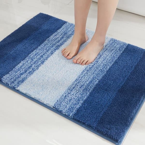 Sklisikker Badematte 40 x 60 cm, Blå Absorberende og Maskinvaskbar Dusjmatte