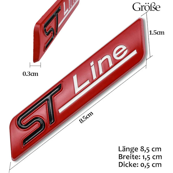 2 kpl Metal St Line -tarra, auton etumerkki, kromitarra useimmille malleille, punainen