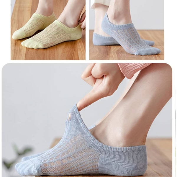 Osynliga luftsockor, hudfärg + grå + ljusblå + matcha + karamell