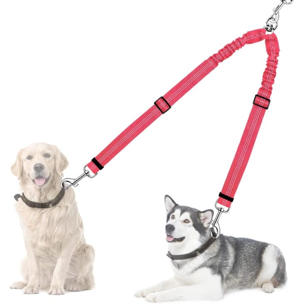 Double Dog Leash, 360° Rotating Reflective Leash Attachment, Adju