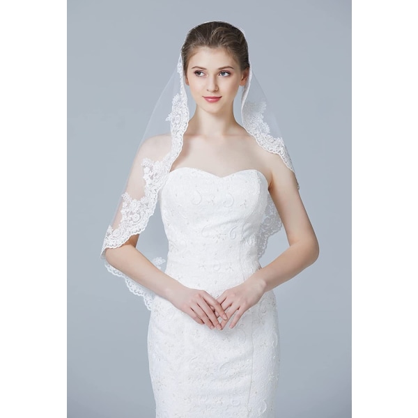 Bridal Wedding Veil 1-kerroksinen yksinkertainen valkoinen metallikampa lyhyt lo
