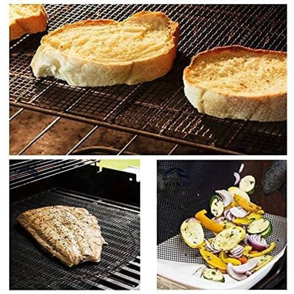 4-delt grill, grillnett, gjenbrukbar og kuttbar grillmatte, non-stick glassfiber grillnett grillmatte for utendørs - 40x33cm
