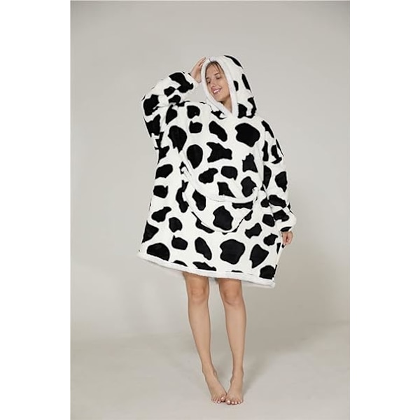 Blød hættetrøje tæppe -Cows 90x75cm pullover varm hættetrøje oversized