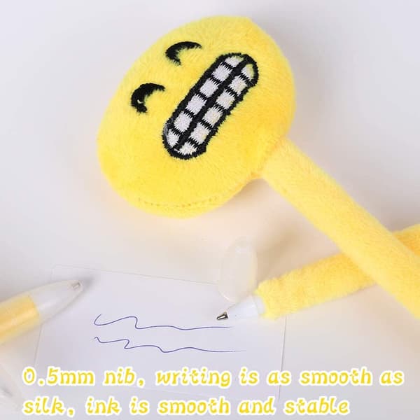 24 Emoji-kulepenner, tilfeldig mønster 21 cm plysj E