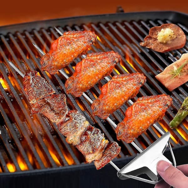 3-veis grillspyd, 3-tindede grillspyd i rustfritt stål
