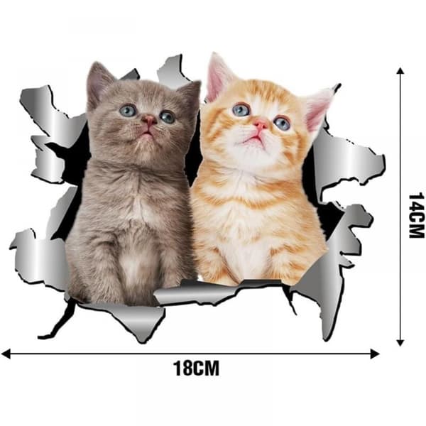 3D Bilstickers Söta Katt Stickers Djurtema Väggdekaler Bilstickers D