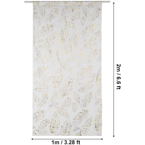 Hvite voile dørgardiner (gull-100*200 cm), stue, soverom og kafé, gull og sølv fjærmoskitonett