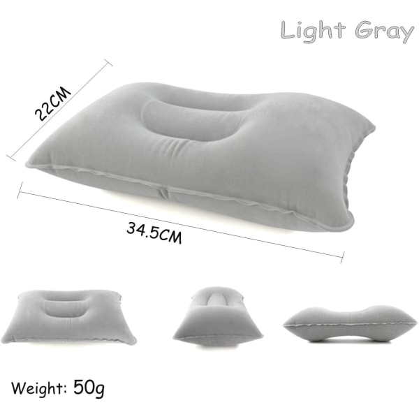 Camping Inflatable Pillow, 2 Pack, Gray, for Office, Weekends, Be