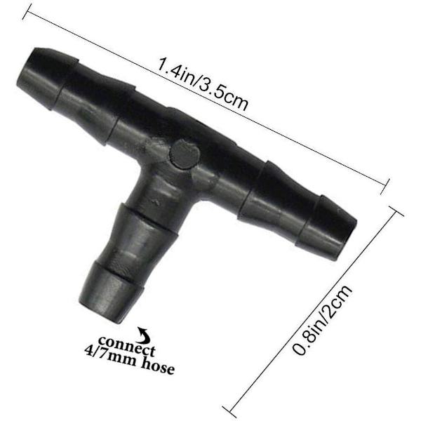 100 stk T-rørkobling 4/7mm - T-kobling PVC vanningskontakt