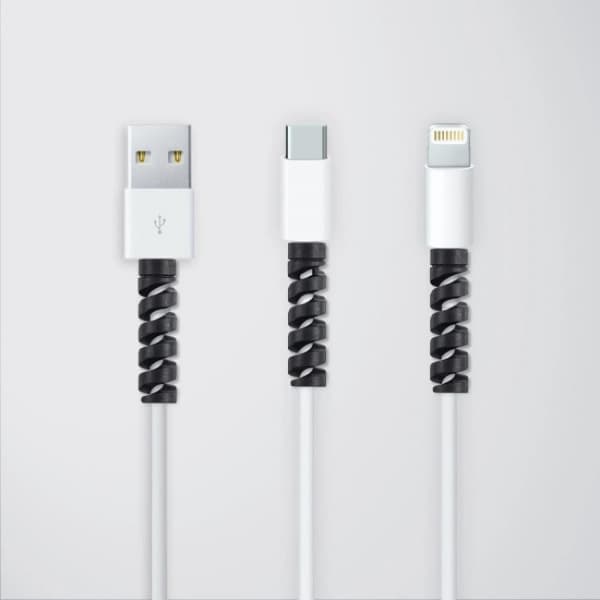3 stk Kabelbeskyttelse til USB - Sort Sort