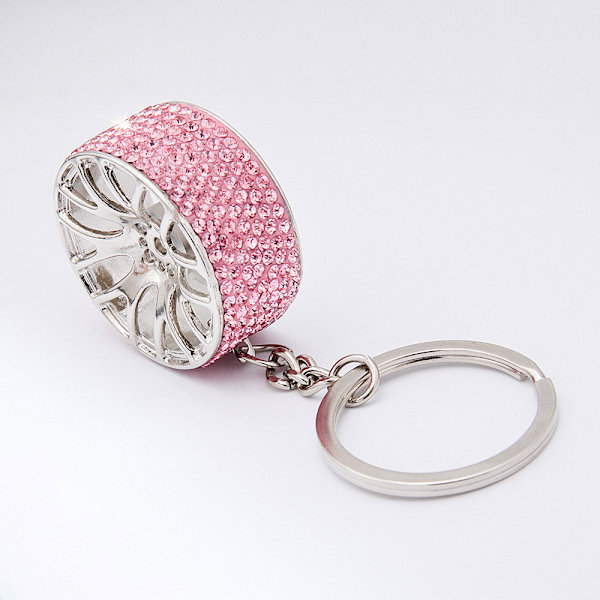 Rosa glitter diamant nøkkelring