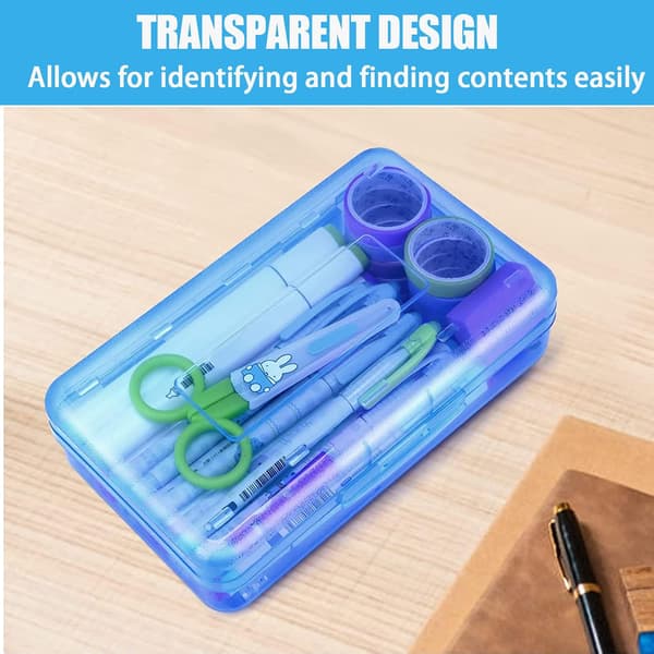 1 Pack Plast Pennfodral (Blå), Transparent Pennfodral, Kontorsmaterial och Papper