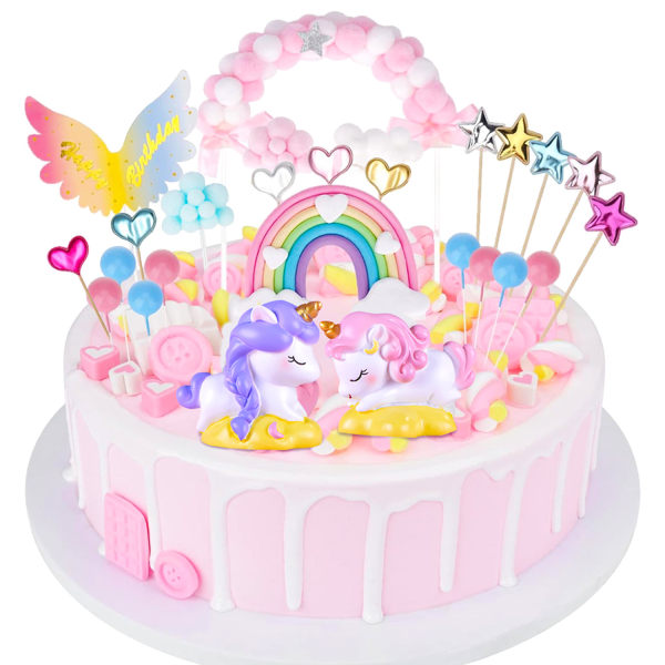 Unicorn Cake Decorating Kit, 26 delar Cloud Rainbow Balloon Happ