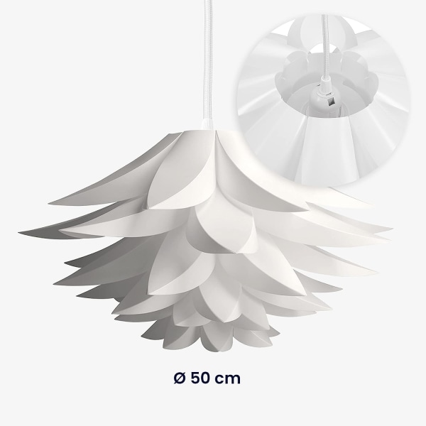 Vit pussellampa i polypropen (PP) med lotusdesign - DIY-montering