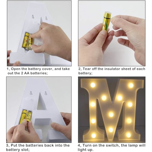 Bogstavet m Lighted Letters Illuminated Alphabet Lamp LED Letter