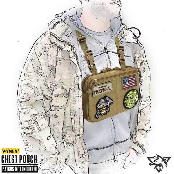 Khaki Taktisk Brystpose Blød Jakkepose Frontpose Camoufla