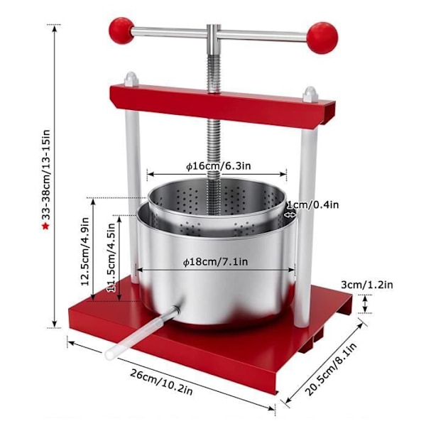 3L Manuell Fruktpress med Rostfri Korg Mini Fruktkvarn Äppelpress Potatispress