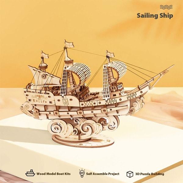 3D trepuslespill (seilbåt) for barn og voksne Båtbygging