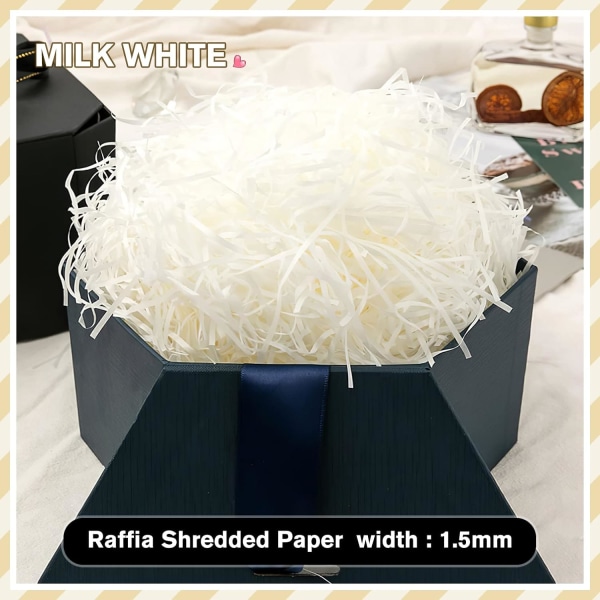 100g White Raffia Shredded Paper, Gift Wrapping Baskets, Wrapping