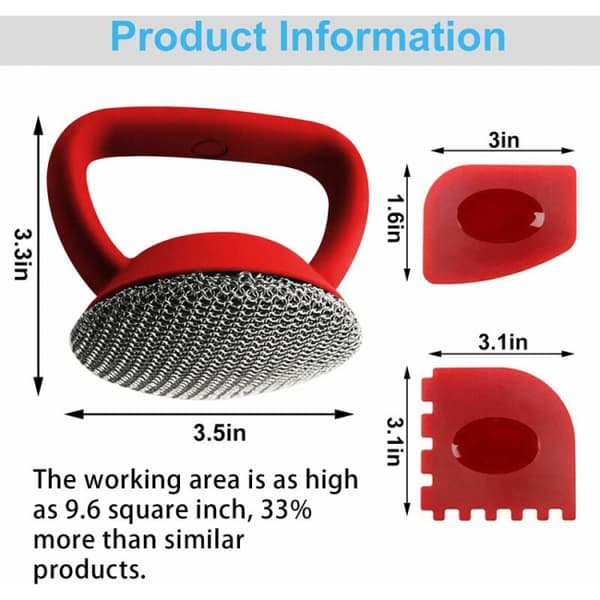 Rød rustfri stålsvamp metalopvaskbørste gryde pande ren