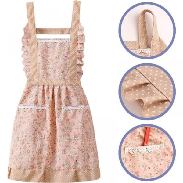 Retro Kukkakuosi Etuliinat Naisille, Vintage Säädettävä Keittiön Etuliina Taskulla
