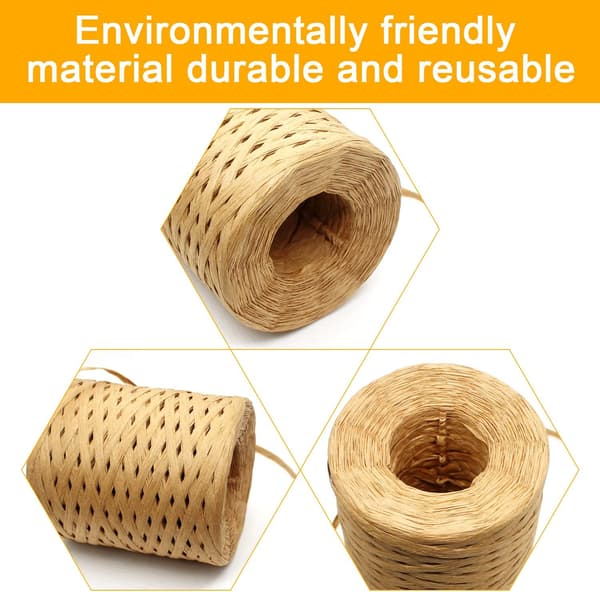 Raffia-nauha, luonnonvärinen raffiapaperirulla, 200 m rullassa käsitöihin,
