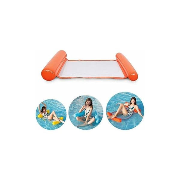 Orange, oppustelig pool seng, super komfortabel vandhænge med
