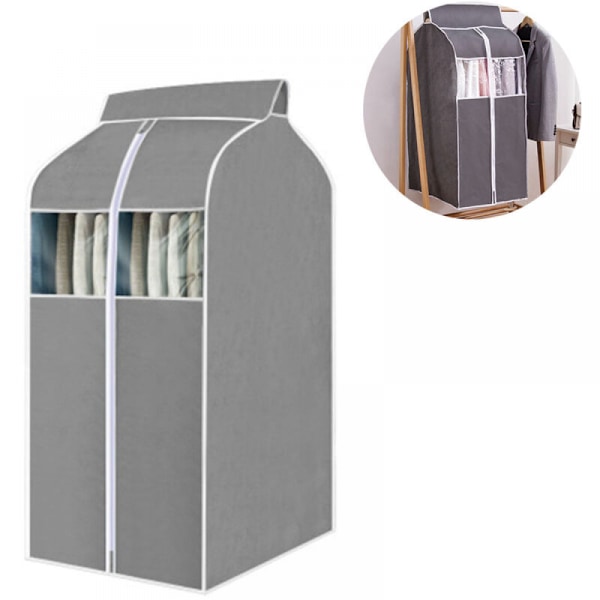 1 stk 60 x 48 x 120, Grå Hengende Klær Bag, Støvtett Klar PVC