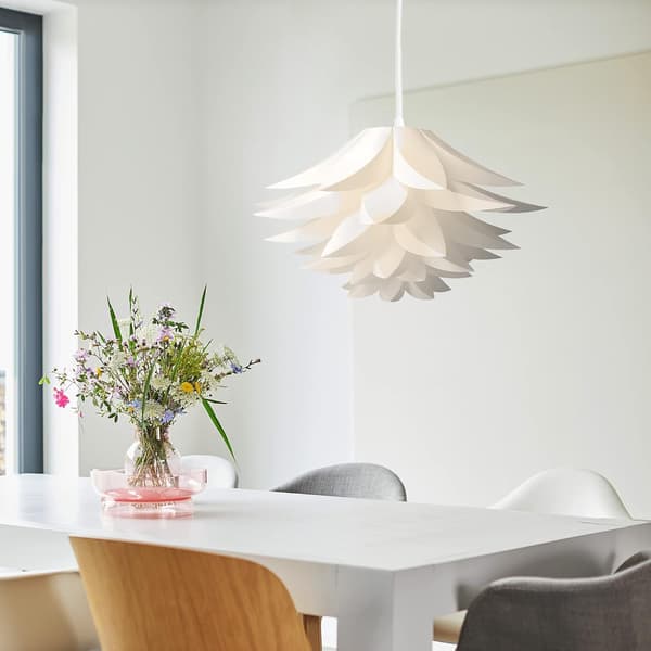 Hvit puslespill-lampe i polypropylen (PP) med lotusdesign - DIY-montering