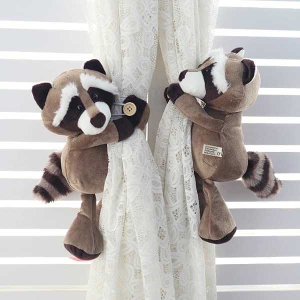 2 Piece Curtain Fastener Set - Raccoon, Cartoon Animal Curtain Fo